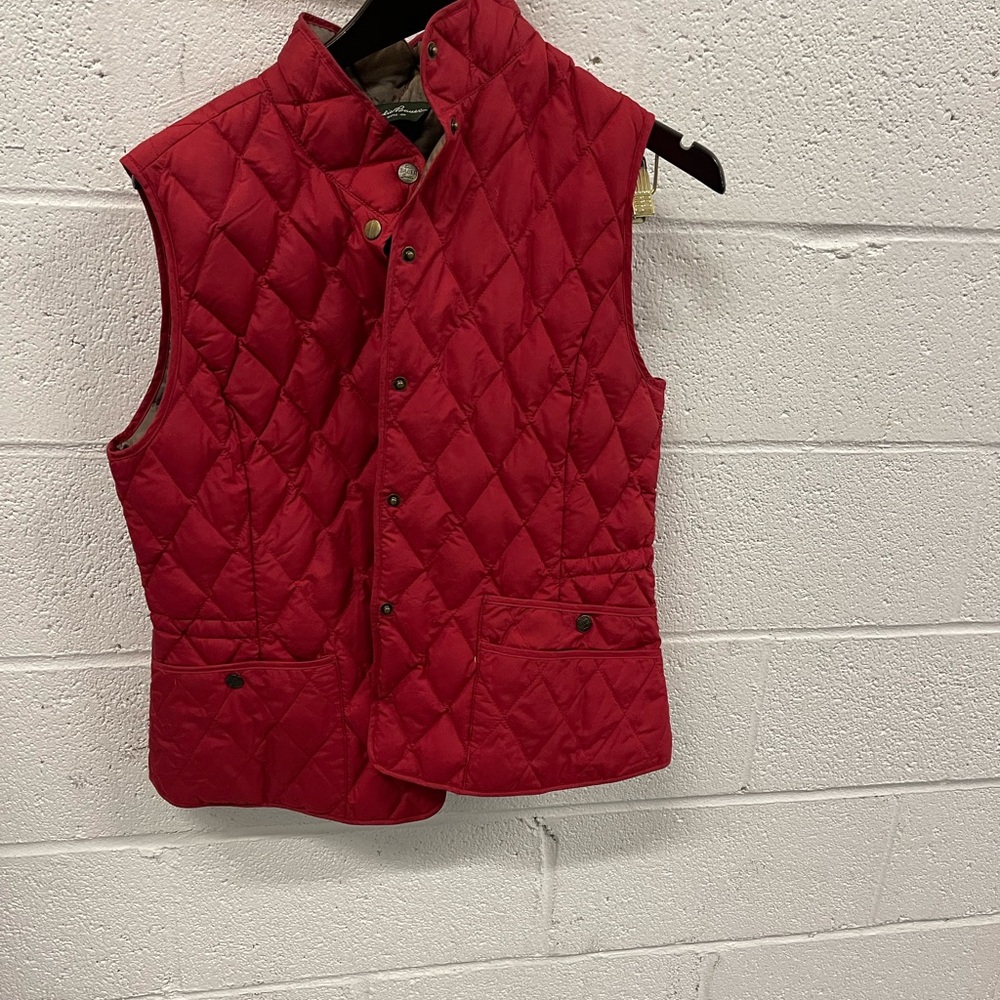 Eddie Bauer Brown Quilted Diamond-Stitch Vest